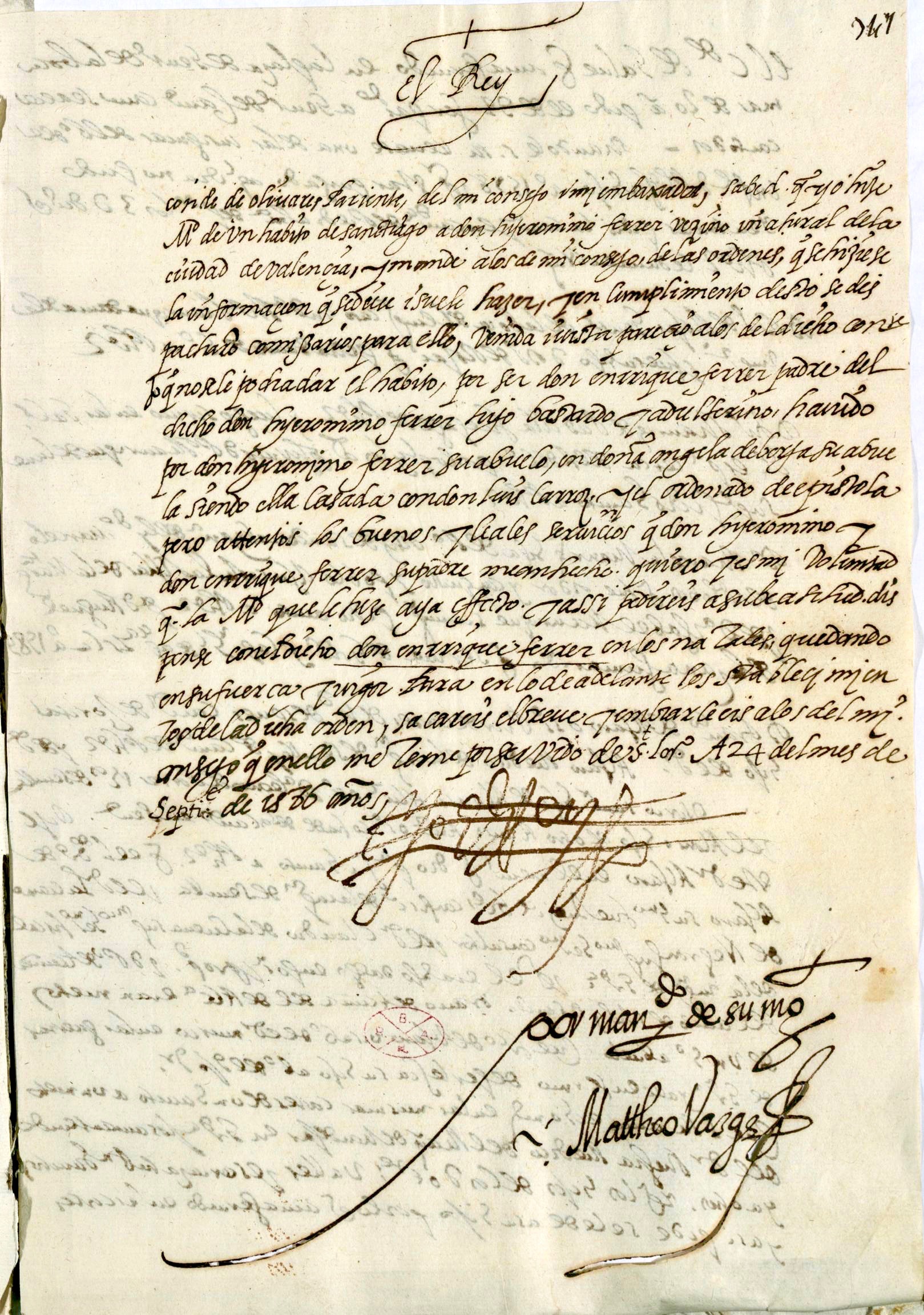 Carta de Felipe II conservada en la Real Academia de la Historia.
