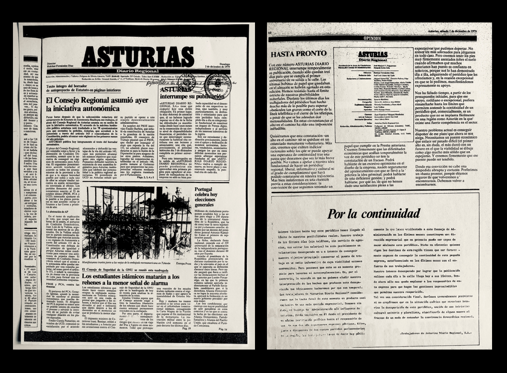 Último número del «Asturias», publicado el 2.12.1979.