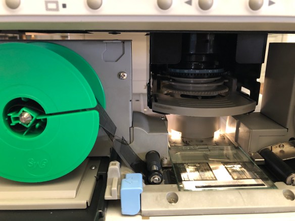 Lector del microfilmes de la Biblioteca Nacional de España.